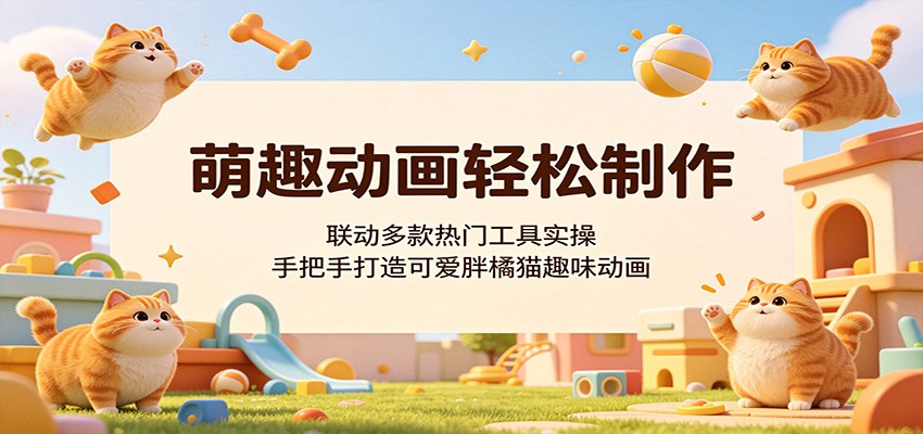 萌趣动画轻松制作,联动多款热门工具实操,手把手打造可爱胖橘猫趣味动画-紫橙资源网