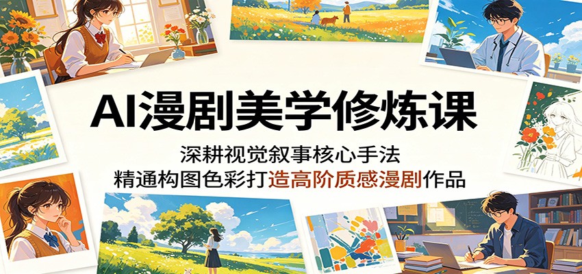 AI漫剧美学修炼课:深耕视觉叙事核心手法,精通构图色彩打造高阶质感漫剧作品-紫橙资源网