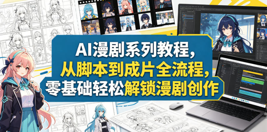 AI漫剧系列教程,从脚本到成片全流程,零基础轻松解锁漫剧创作-紫橙资源网