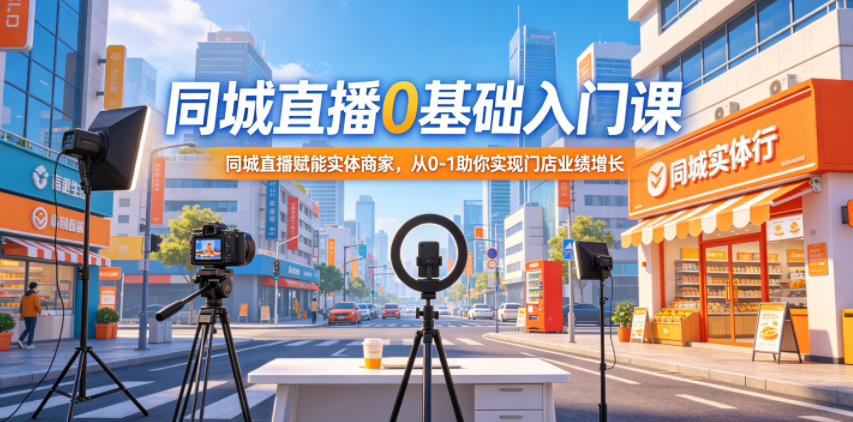 同城直播0基础入门课,同城直播赋能实体商家,从0-1助你实现门店业绩增长-紫橙资源网