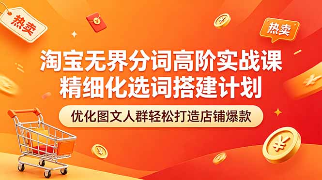 淘宝无界分词高阶实战课 精细化选词搭建计划 优化图文人群轻松打造店铺爆款-紫橙资源网