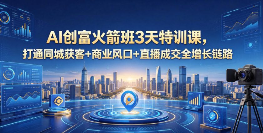 AI创富火箭班3天特训课,打通同城获客+商业风口+直播成交全增长链路,2026年4月新课-紫橙资源网