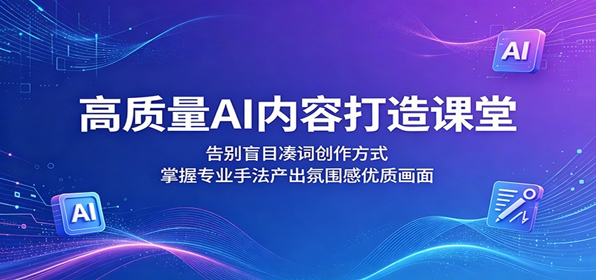 高质量AI内容打造课堂:告别盲目凑词创作方式,掌握专业手法产出氛围感优质画面-紫橙资源网