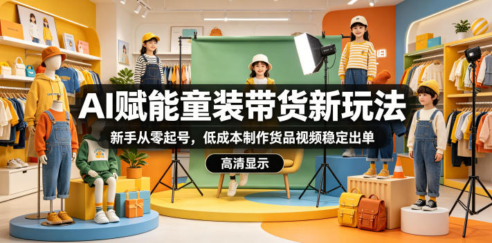 AI赋能童装带货新玩法,新手从零起号,低成本制作货品视频稳定出单-紫橙资源网