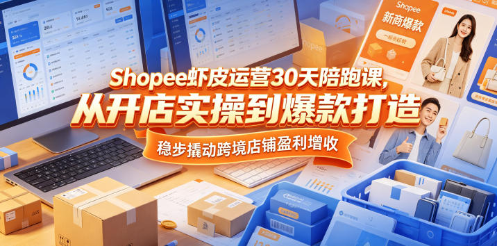 Shopee虾皮运营30天陪跑课,从开店实操到爆款打造,稳步撬动跨境店铺盈利增收-紫橙资源网