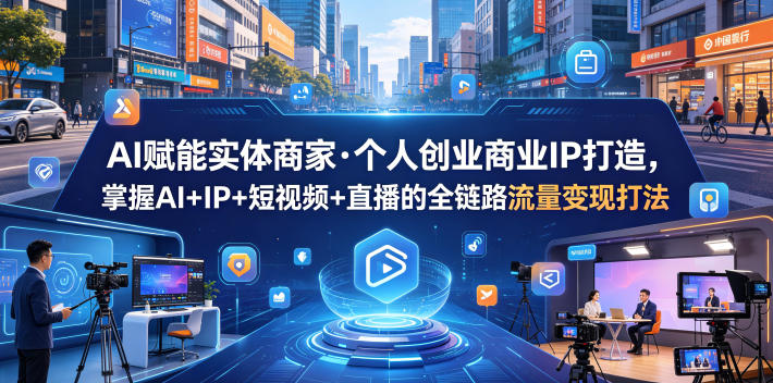 AI赋能实体商家·个人创业商业IP打造,掌握AI+IP+短视频+直播的全链路流量变现打法-紫橙资源网