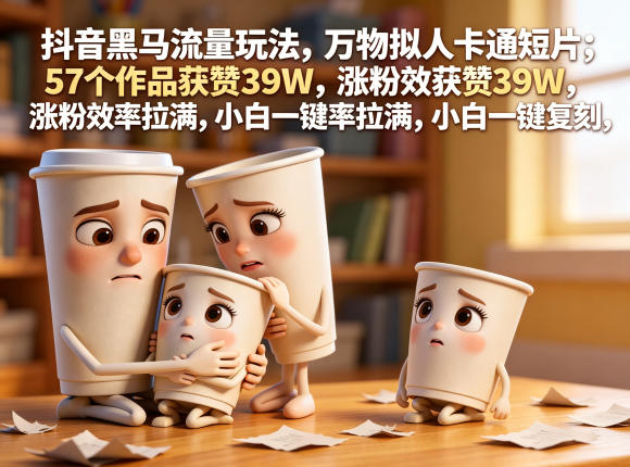 抖音黑马流量玩法,万物拟人卡通短片,57个作品获赞39W,涨粉效率拉满,小白一键复刻,保姆级拆解-紫橙资源网