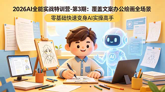 2026AI全能实战特训营-第3期:覆盖文案办公绘画全场景 零基础快速变身AI实操高手-紫橙资源网