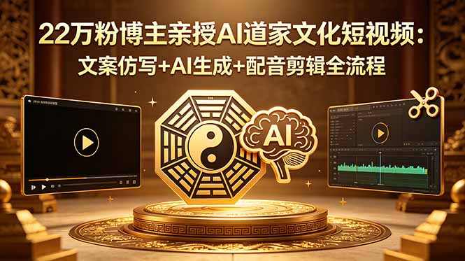 22万粉博主亲授AI道家文化短视频:文案仿写+AI生成+配音剪辑全流程-紫橙资源网