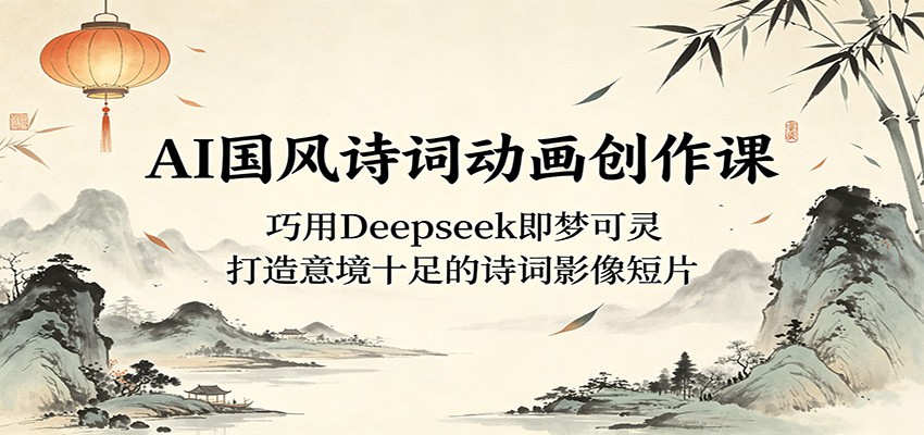AI国风诗词动画创作课:巧用Deepseek即梦可灵,打造意境十足的诗词影像短片-紫橙资源网