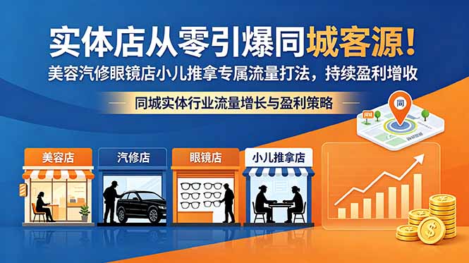 实体店从零引爆同城客源！美容汽修眼镜店小儿推拿专属流量打法，持续盈利增收-紫橙资源网