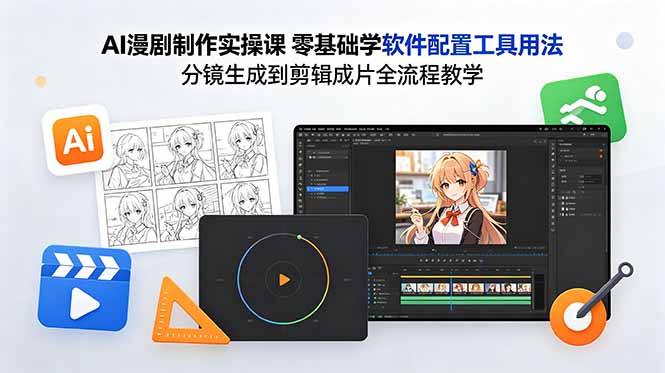 AI漫剧制作实操课 零基础学软件配置工具用法 分镜生成到剪辑成片全流程教学-紫橙资源网