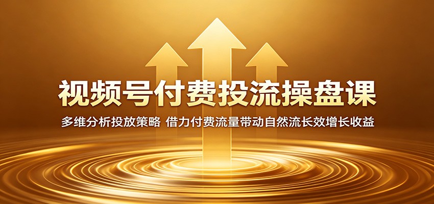 视频号付费投流操盘课:多维分析投放策略,借力付费流量带动自然流长效增长收益-紫橙资源网