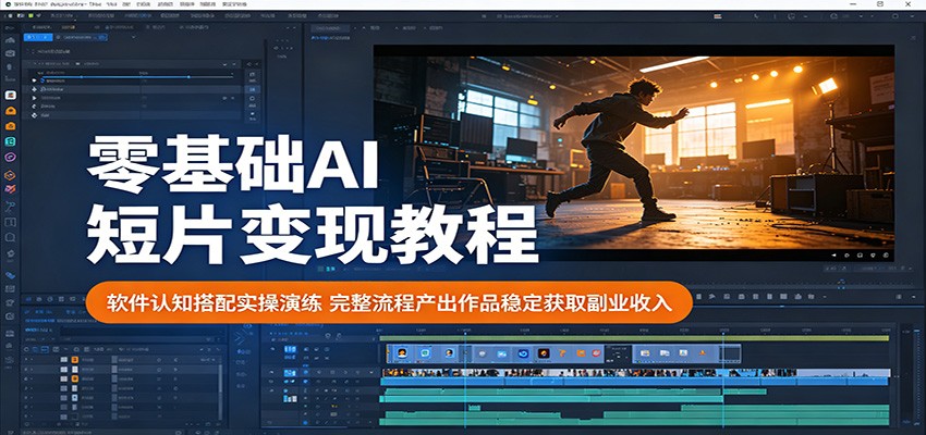 零基础AI短片变现教程:软件认知搭配实操演练,完整流程产出作品稳定获取副业收入-紫橙资源网