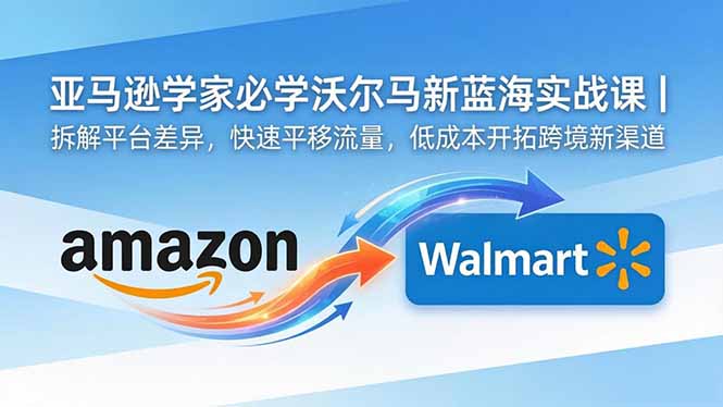 亚马逊卖家必学沃尔玛新蓝海实战课|拆解平台差异,快速平移流量,低成本开拓跨境新渠道-紫橙资源网