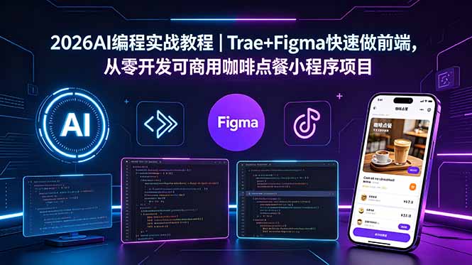 2026AI编程实战教程|Trae+Figma快速做前端,从零开发可商用咖啡点餐小程序项目-紫橙资源网