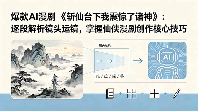 爆款AI漫剧《斩仙台下我震惊了诸神》:逐段解析镜头运镜,掌握仙侠漫剧创作核心技巧-紫橙资源网