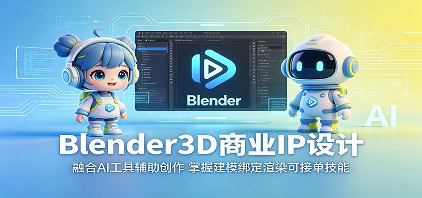 Blender3D商业IP设计:融合AI工具辅助创作,掌握建模绑定渲染可接单技能-紫橙资源网