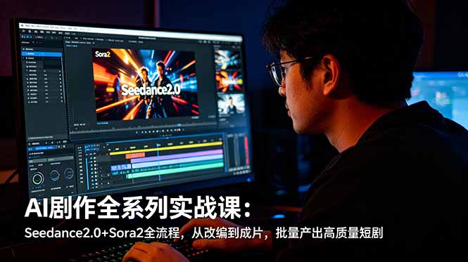 AI剧作全系列实战课：Seedance2.0+Sora2全流程，从改编到成片，批量产出高质量短剧-紫橙资源网
