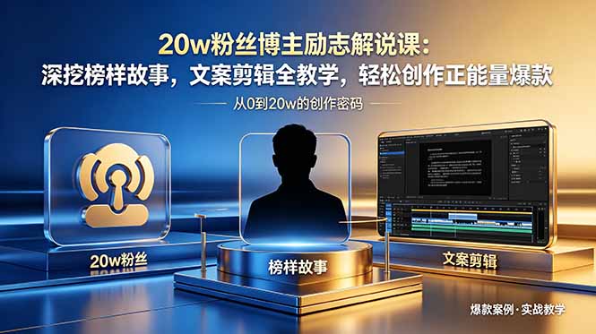 20w粉丝博主励志解说课：深挖榜样故事，文案剪辑全教学，轻松创作正能量爆款-紫橙资源网