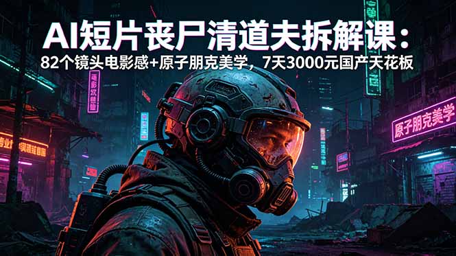 AI短片《丧尸清道夫》拆解课：82个镜头电影感+原子朋克美学，7天3000元国产天花板-紫橙资源网