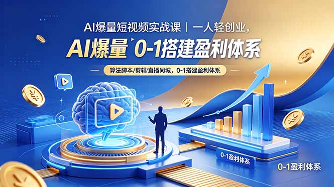 AI爆量短视频实战课｜一人轻创业，算法脚本剪辑直播同城，0-1搭建盈利体系-紫橙资源网
