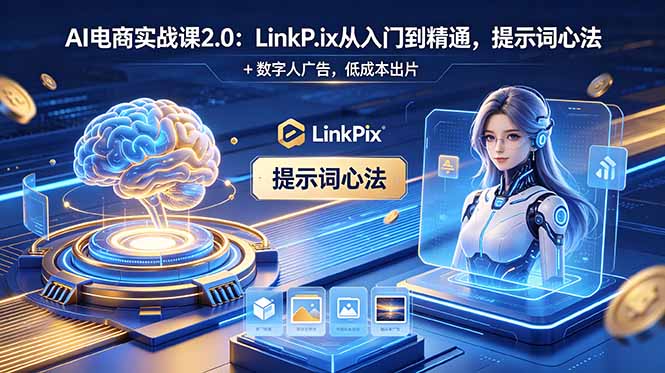 AI 电商实战课2.0｜LinkPix 从入门到精通，提示词心法 + 数字人广告，低成本出片-紫橙资源网