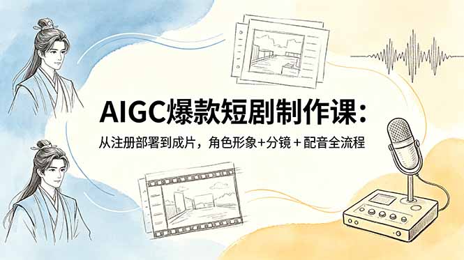 AIGC爆款短剧制作课:从注册部署到成片,角色形象+分镜+配音全流程-紫橙资源网