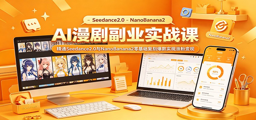 AI漫剧副业实战课:精通Seedance2.0与NanoBanana2零基础复刻爆款实现涨粉变现-紫橙资源网
