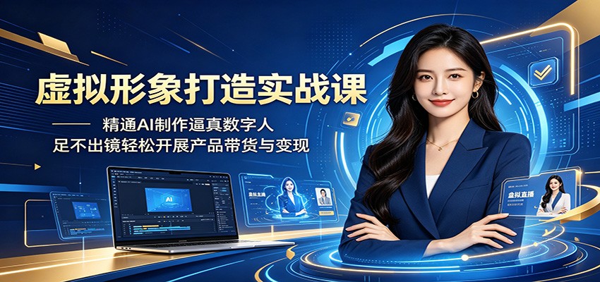 虚拟形象打造实战课:精通AI制作逼真数字人,足不出镜轻松开展产品带货与变现-紫橙资源网