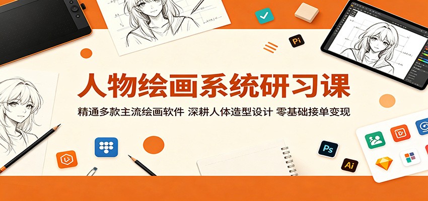 人物绘画系统研习课:精通多款主流绘画软件,深耕人体造型设计,零基础接单变现-紫橙资源网