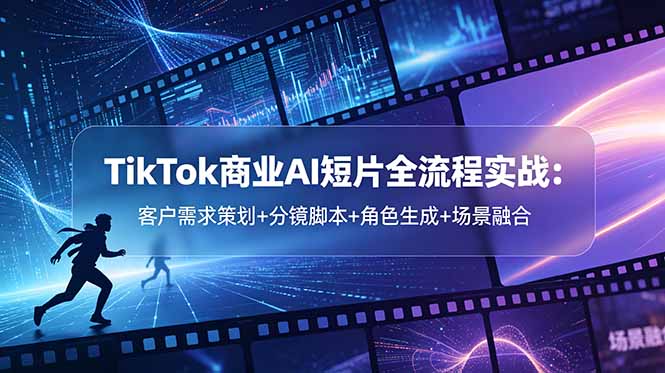 TikTok商业AI短片全流程实战:客户需求策划+分镜脚本+角色生成+场景融合-紫橙资源网