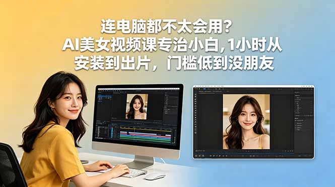 连电脑都不太会用?AI美女视频课专治小白,1小时从安装到出片,门槛低到没朋友-紫橙资源网
