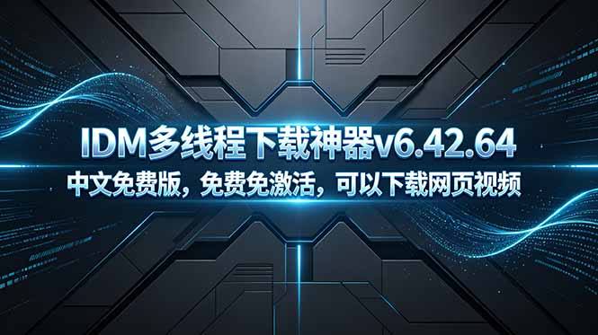 IDM多线程下载神器v6.42.64中文免费版,免费免激活,可以下载网页视频(例如飞书文档内的视频)-紫橙资源网