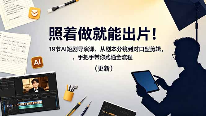 照着做就能出片!19节AI短剧导演课,从剧本分镜到对口型剪辑,手把手带你跑通全流程(更新)-紫橙资源网