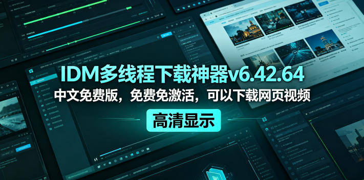 IDM多线程下载神器v6.42.64中文免费版,免费免激活,可以下载网页视频(例如飞书文档内的视频)-紫橙资源网