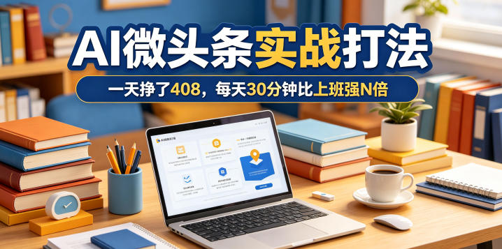 一天挣了408,AI微头条实战打法,每天30分钟比上班强N倍-紫橙资源网
