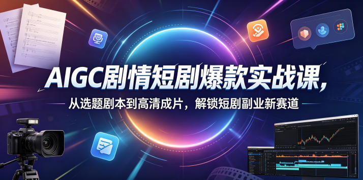 AIGC剧情短剧爆款实战课,从选题剧本到高清成片,解锁短剧副业新赛道-紫橙资源网