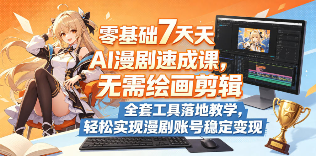 零基础7天AI漫剧速成课,无需绘画剪辑,全套工具落地教学,轻松实现漫剧账号稳定变现-紫橙资源网