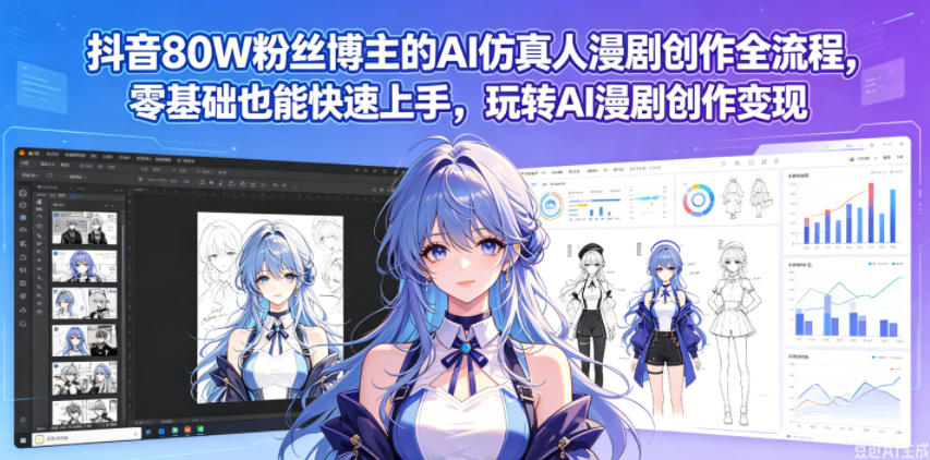 抖音80W粉丝博主的AI仿真人漫剧创作全流程,零基础也能快速上手,玩转AI漫剧创作变现-紫橙资源网