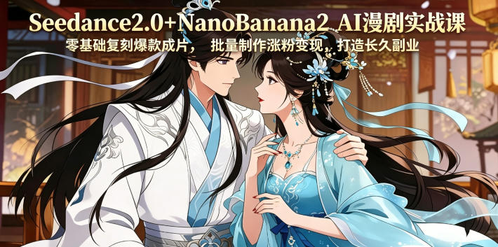 Seedance2.0+NanoBanana2 AI漫剧实战课,零基础复刻爆款成片涨粉变现,打造长久副业收益-紫橙资源网