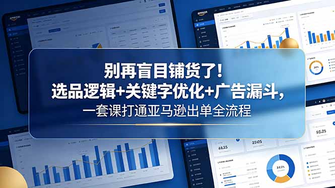 别再盲目铺货了!选品逻辑+关键字优化+广告漏斗,一套课打通亚马逊出单全流程-紫橙资源网