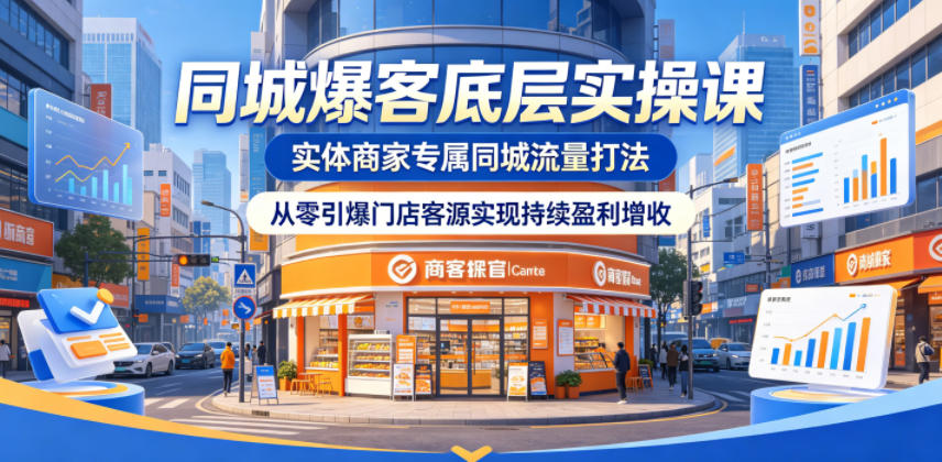 同城爆客底层实操课,实体商家专属同城流量打法,从零引爆门店客源实现持续盈利增收-紫橙资源网
