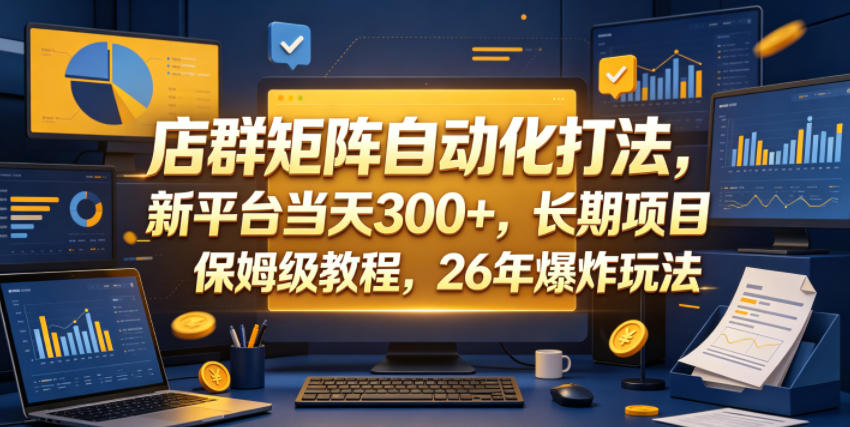 店群矩阵自动化打法,新平台当天300+,长期项目,保姆级教程,26年爆炸玩法-紫橙资源网