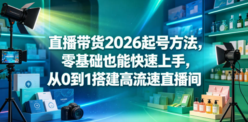 直播带货2026起号方法,零基础也能快速上手,从0到1搭建高流速直播间-紫橙资源网