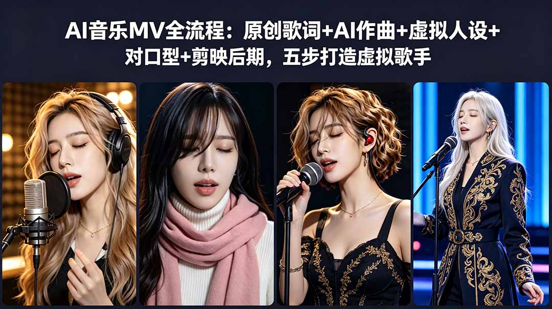 AI音乐MV全流程:原创歌词+AI作曲+虚拟人设+对口型+剪映后期,五步打造虚拟歌手-紫橙资源网