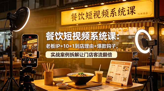 餐饮短视频系统课:老板IP+10+1到店理由+爆款钩子,实战案例拆解让门店客流翻倍-紫橙资源网