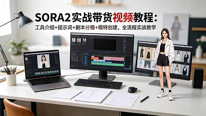 SORA2实战带货视频教程:工具介绍+提示词+剧本分镜+模特创建,全流程实战教学-紫橙资源网