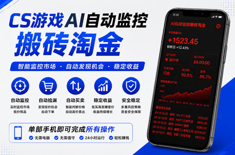 CS游戏AI自动监控搬砖淘金,稳定运行多年,支持任何形式验证,日入300+-紫橙资源网
