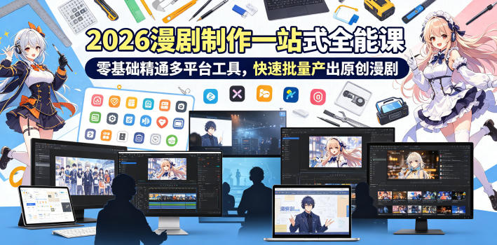 2026 AI漫剧制作一站式全能课,零基础精通多平台工具,快速批量产出原创漫剧-紫橙资源网